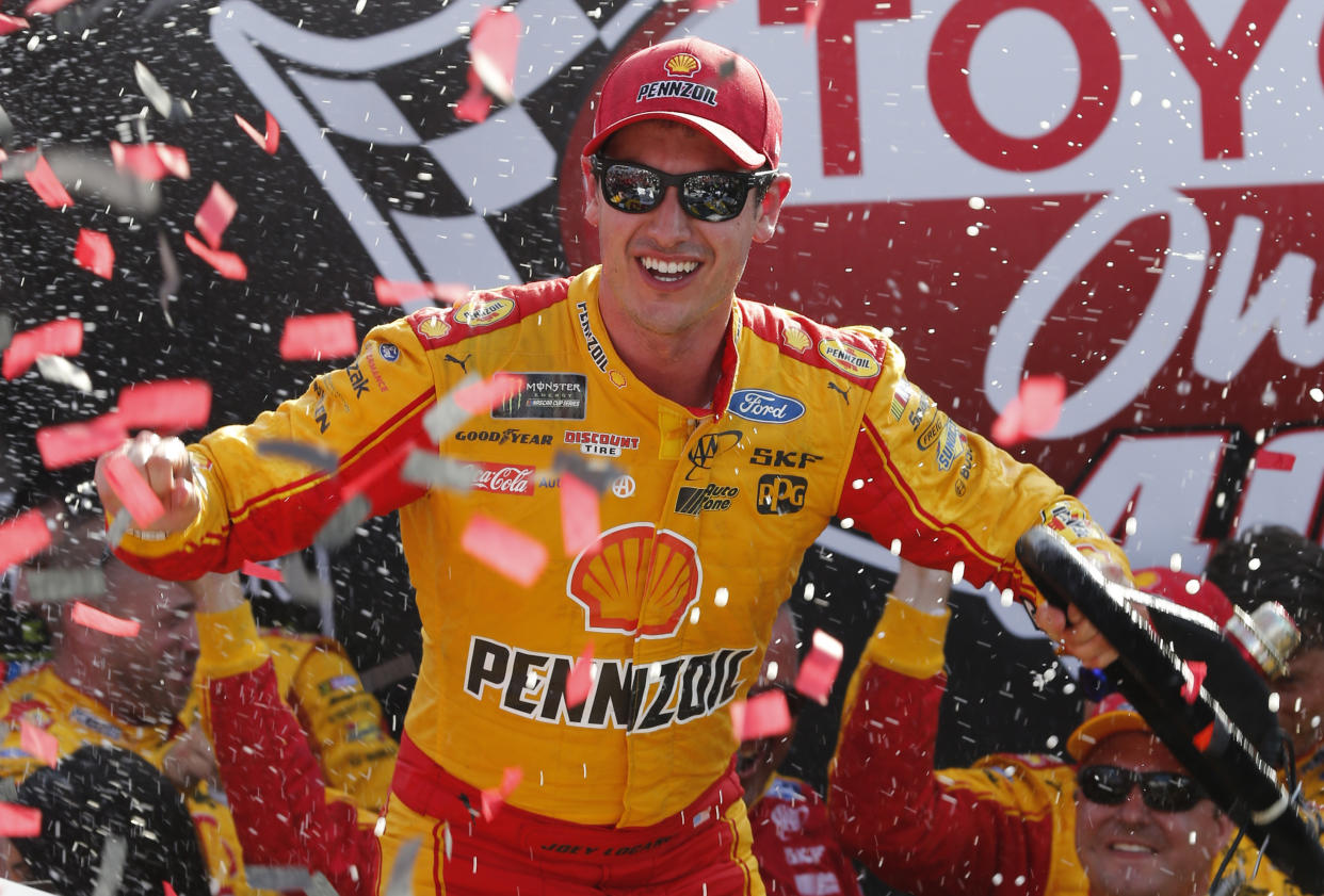 Joey Logano’s win at Richmond in 2017 was encumbered and he missed NASCAR’s playoffs. (AP Photo/Steve Helber)