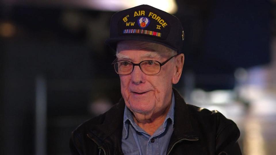 PHOTO: World War II veteran Harold Himmelsbach looks back on the invasion of Normandy ahead of the 80th anniversary of D-Day. (ABC News)