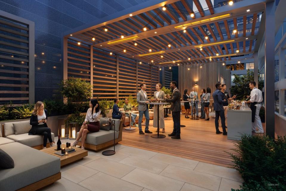 An outdoor roof deck on the fourth-floor was just unveiled at 590 Madison Avenue. courtesy of 590 Madison