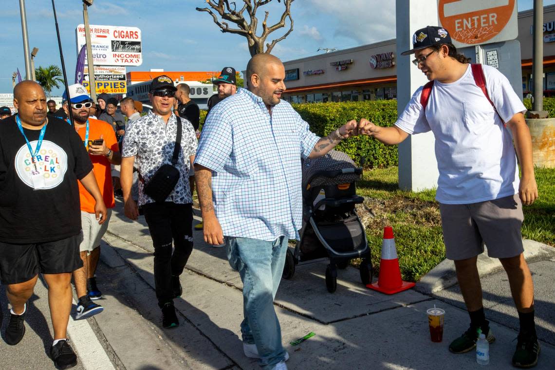 Cookies founder Berner interacts with customers waiting in line during the grand opening of Cookies Miami, Florida’s first and only minority-owned marijuana dispensary, in Miami on Saturday, Aug. 13, 2022. Daniel A. Varela/dvarela@miamiherald.com