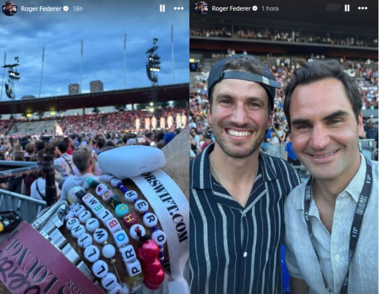 Roger Federer fue a ver el show de Taylor Swift en Zúrich y hasta intercambió Friendship bracelets (Foto: Instagram @rogerfederer)