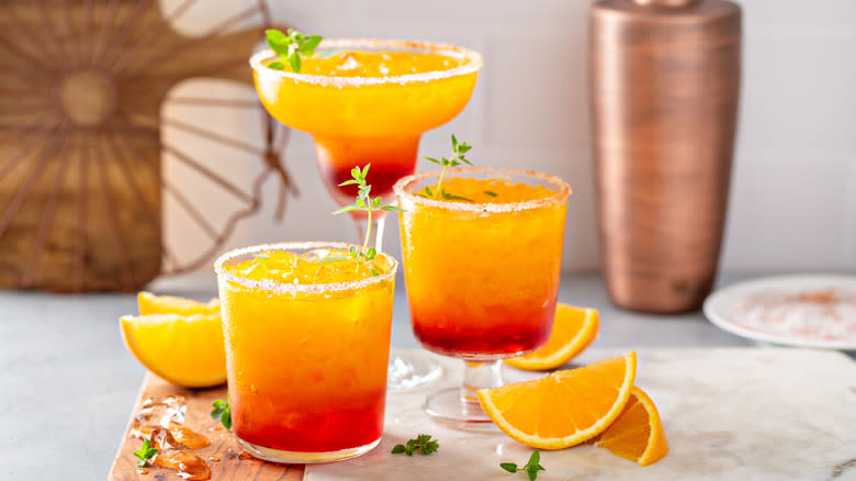 Tequila sunrise cocktails