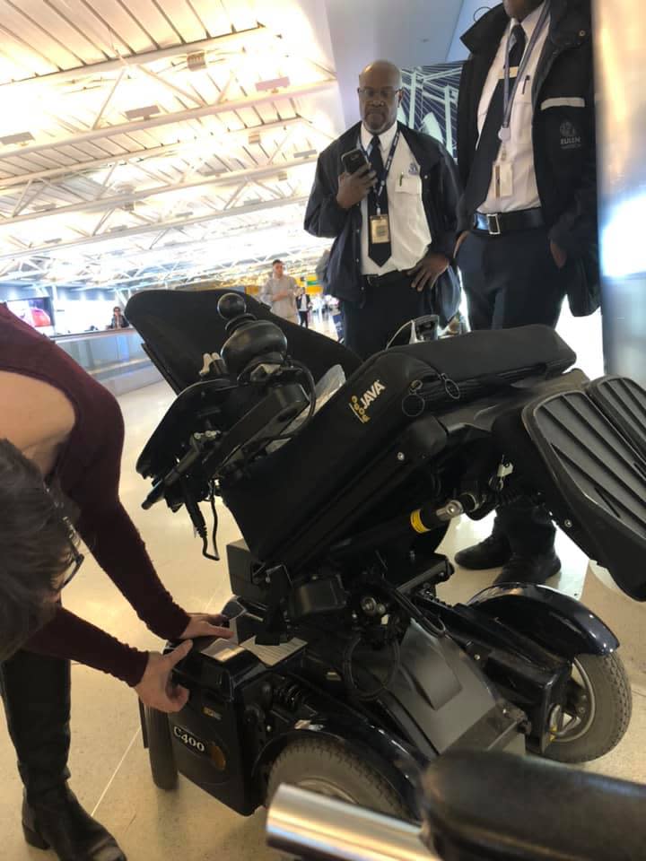 A woman who uses a power wheelchair says airlines should treat chairs like the “invaluable” items they are. (Photo: Ariella Barker via Storyful)