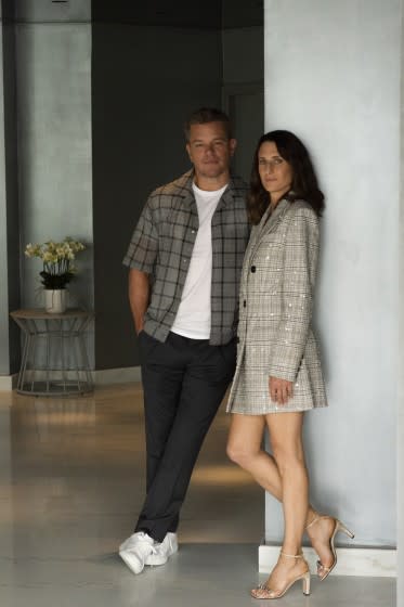 Matt Damon and Camille Cottin from the film "Stillwater" photographed at the JW Marriott in Cannes France.