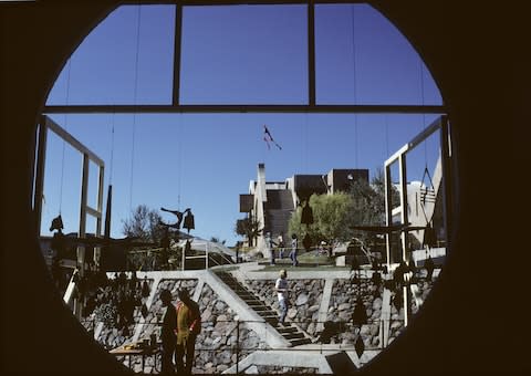 Arcosanti being built in 1976... a project that remains ongoing - Credit: getty