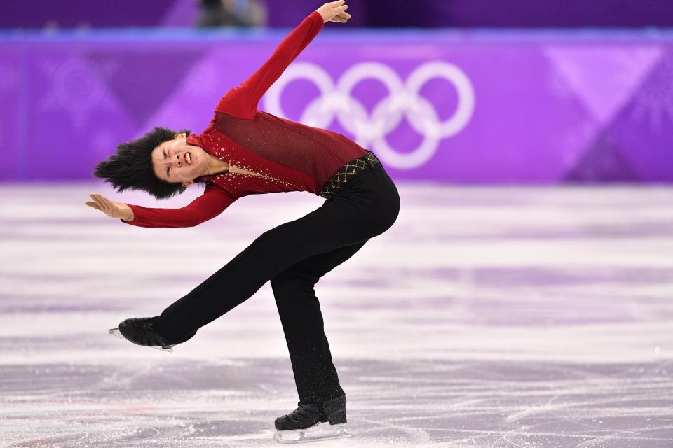 <p>South Korea’s Cha Junhwan competes in the men’s single skating short program of the figure skating event during the Pyeongchang 2018 Winter Olympic Games at the Gangneung Ice Arena in Gangneung on February 16, 2018. / AFP PHOTO </p>