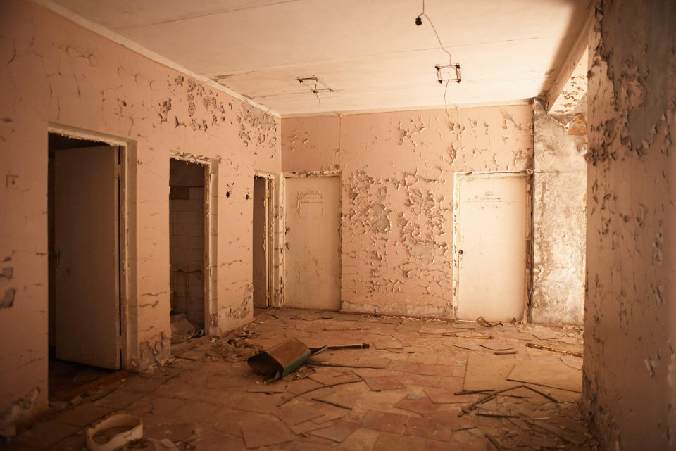 An interior view in abandoned building of culture "Energetic" in the Pripyat, near the Chernobyl nuclear power plant in the Exclusion Zone, Ukraine. (Photo: Vitaliy Holovin/Corbis via Getty images)