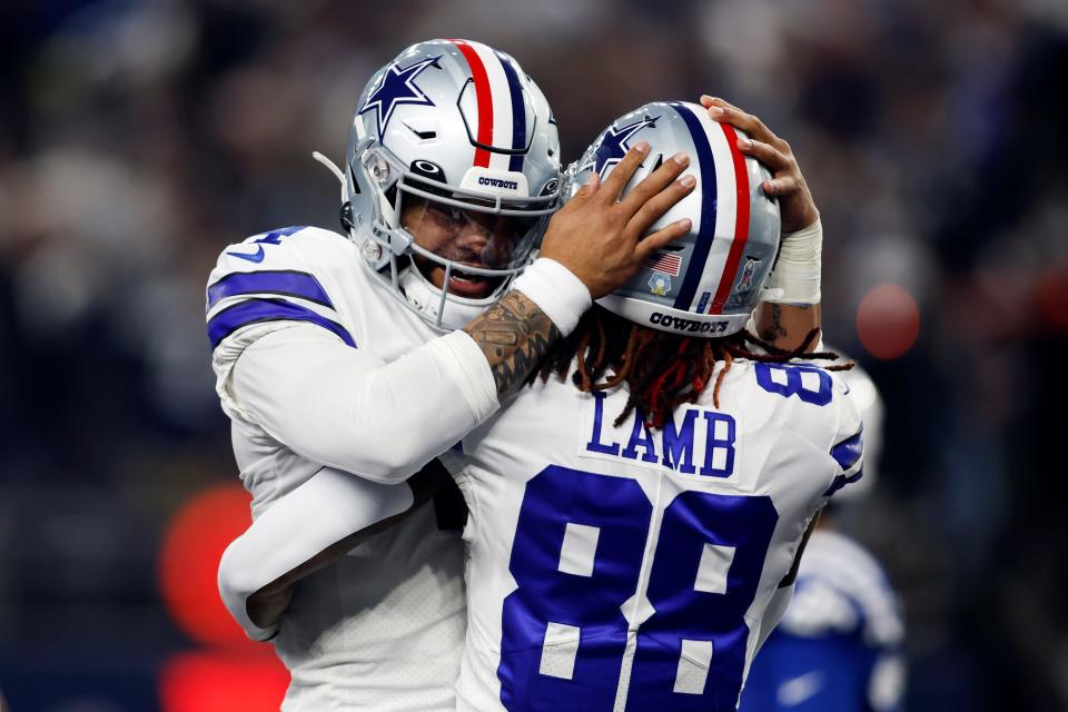 Week 13: The Dallas Cowboys wore red, white and blue helmet stripes during their "Sunday Night Football" game against the Indianapolis Colts at AT&T Stadium.