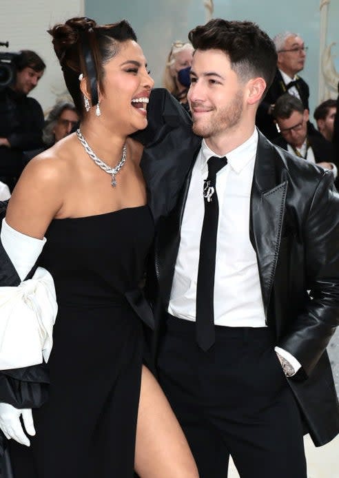 A closeup on Priyanka Chopra Jonas and Nick Jonas