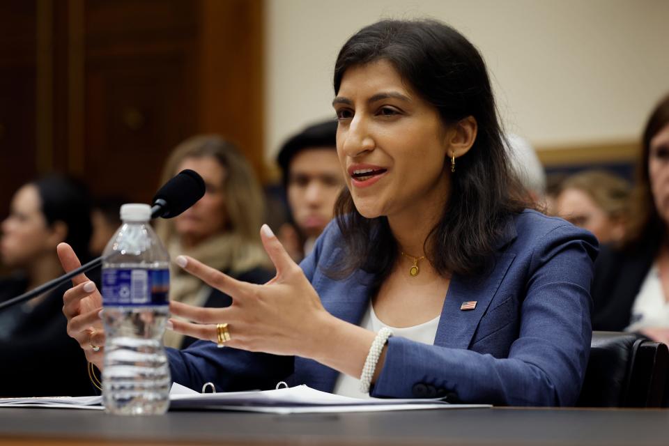 Federal Trade Commission Chair Lina Khan testifies on Capitol Hill on July 13, 2023.