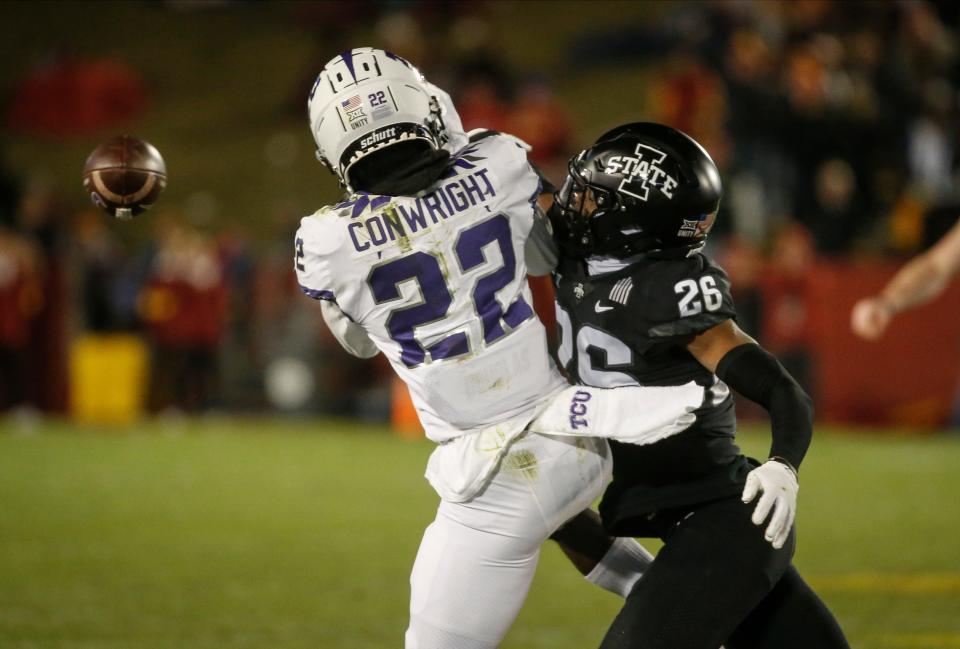 Safety Anthony Johnson defends a pass intended for a TCU receiver last season. He'll be counted on for more of that during the 2022 season.