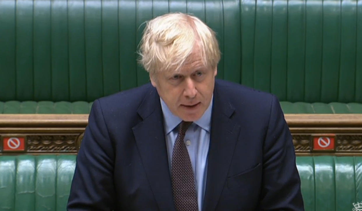 Prime Minister Boris Johnson speaks during Prime Minister's Questions in the House of Commons, London. Picture date: Wednesday May 26, 2021.