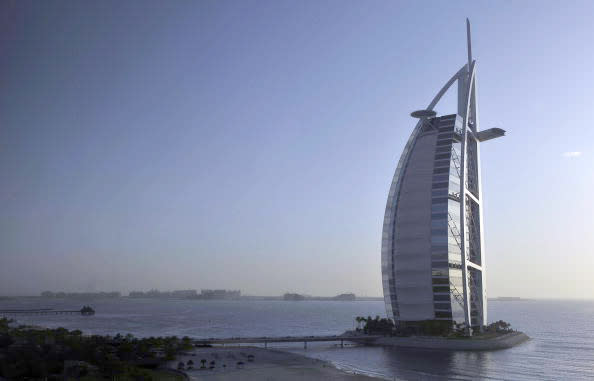 The luxurious Burj al Arab is the world’s first seven-star hotel in Dubai. Photograph: Oliver Lang/AFP/Getty Images