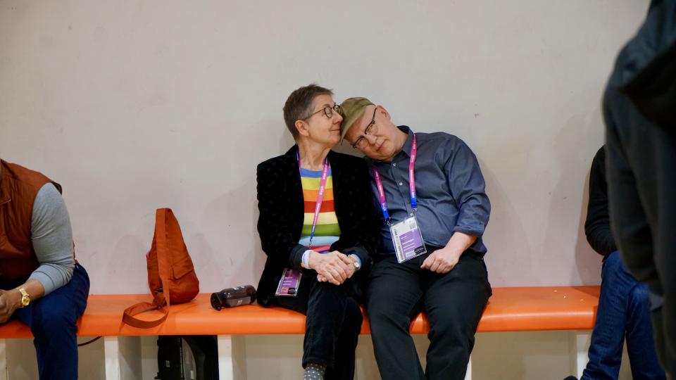 Julia Reichert and Steven Bognar take a break after the 2019 Sundance Film Festival Awards ceremony.