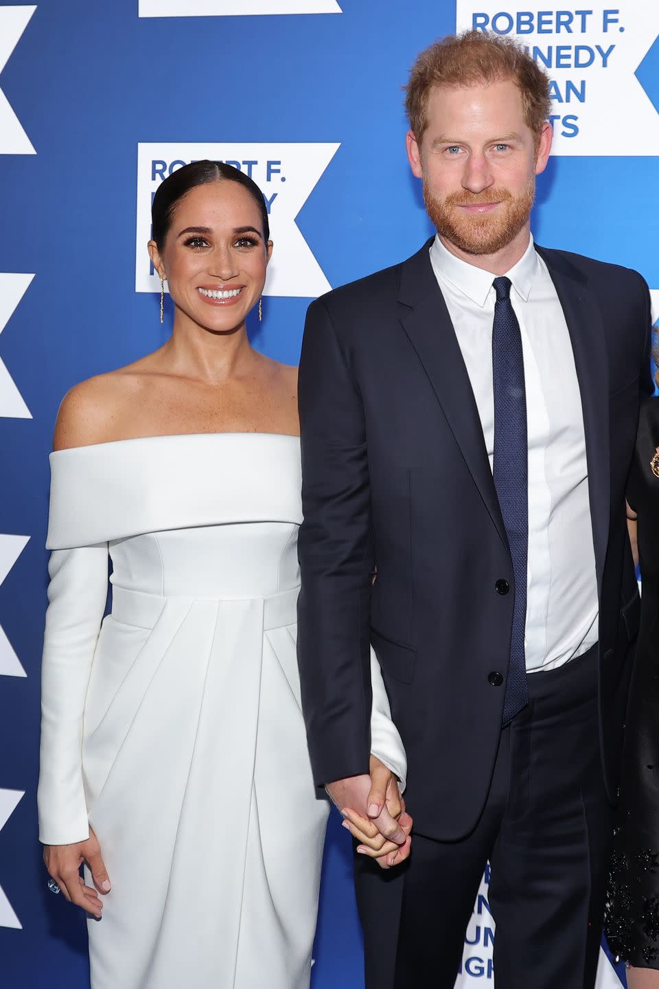 new york, new york   december 06  meghan, duchess of sussex and prince harry, duke of sussex attend the 2022 robert f kennedy human rights ripple of hope gala at new york hilton on december 06, 2022 in new york city photo by mike coppolagetty images for 2022 robert f kennedy human rights ripple of hope gala