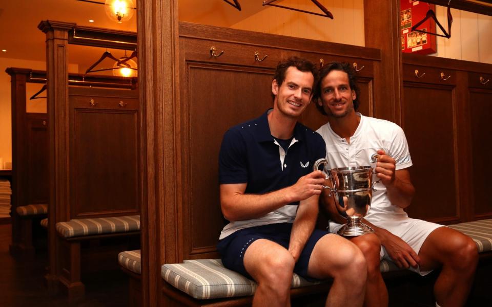 Murray and Lopez celebrate their Queen's Club men's doubles title - Getty Images Europe