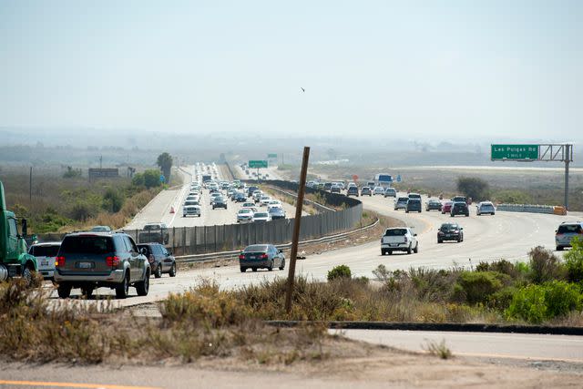 <p>Getty</p> Traffic jam on Las Pulgas Rd, Marine Corps Base Camp Pendleton, San Diego County, California