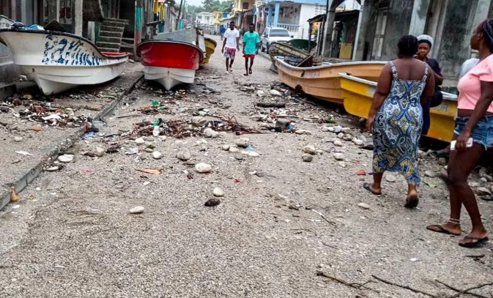 This photo is from Haiti’s Office of Civil Protection. It’s of coastal Bainet in southeast Haiti as Hurricane Beryl passed on Wednesday, July 3, 2024. The hurricane’s strong winds caused the tide to rise and brought seawater inland.