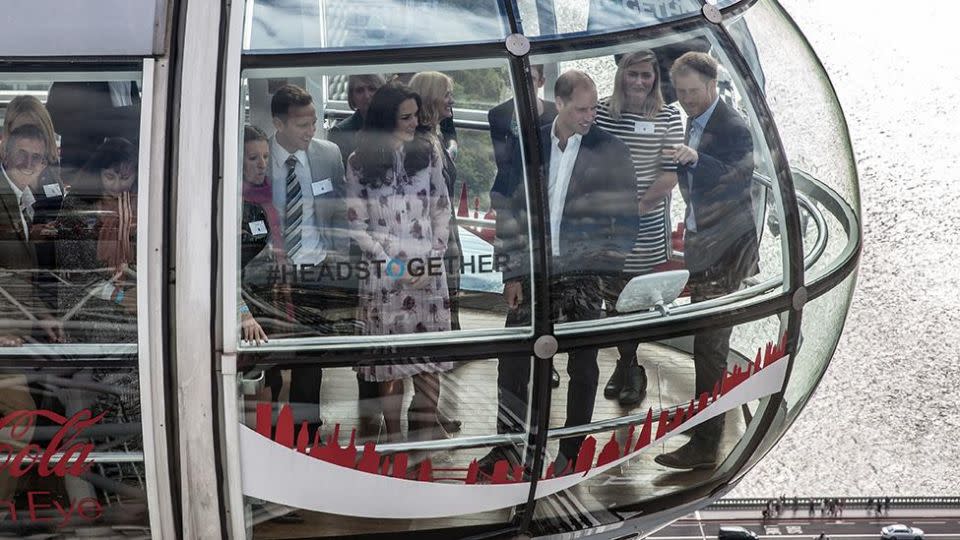 The royal trio in the London Eye. Source: Getty