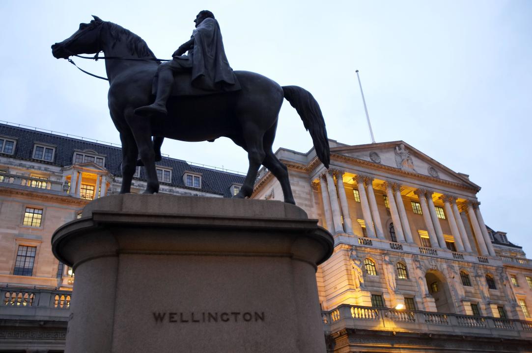 Equestrian statue of the Duke of Wellington by Chantrey, Bank of England, London. England, UK.