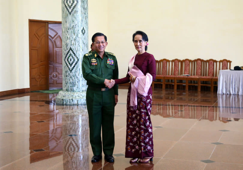   翁山蘇姬與政府高層被緬甸軍方拘禁。（圖／達志／美聯社）