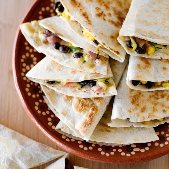 Zucchini, Corn, Black-Bean, and Jack-Cheese Quesadillas