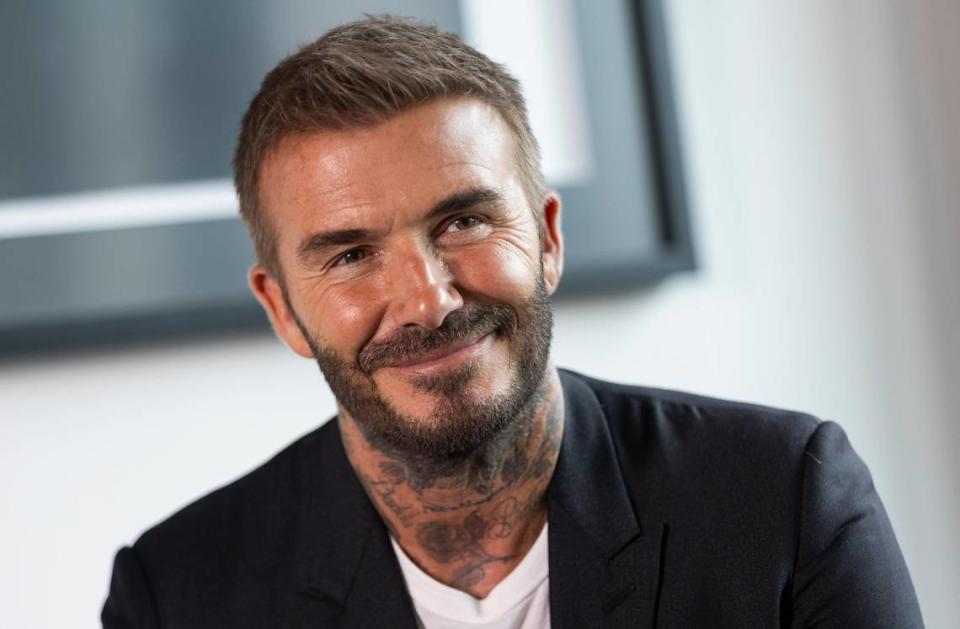 Inter Miami Co-owner David Beckham is photographed during an interview at DRV PNK Stadium on Tuesday, July 18, 2023, in Fort Lauderdale, Fla.