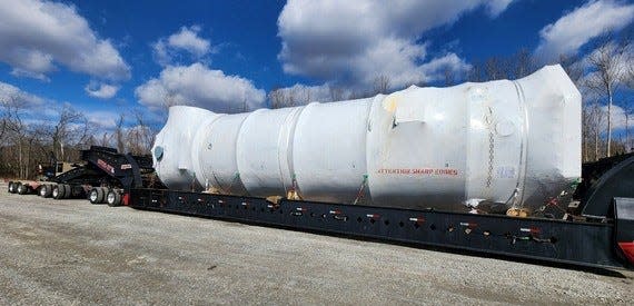 The first load to head to central Ohio from the Ohio River has been offloaded and is sitting at the dock in Adams County.