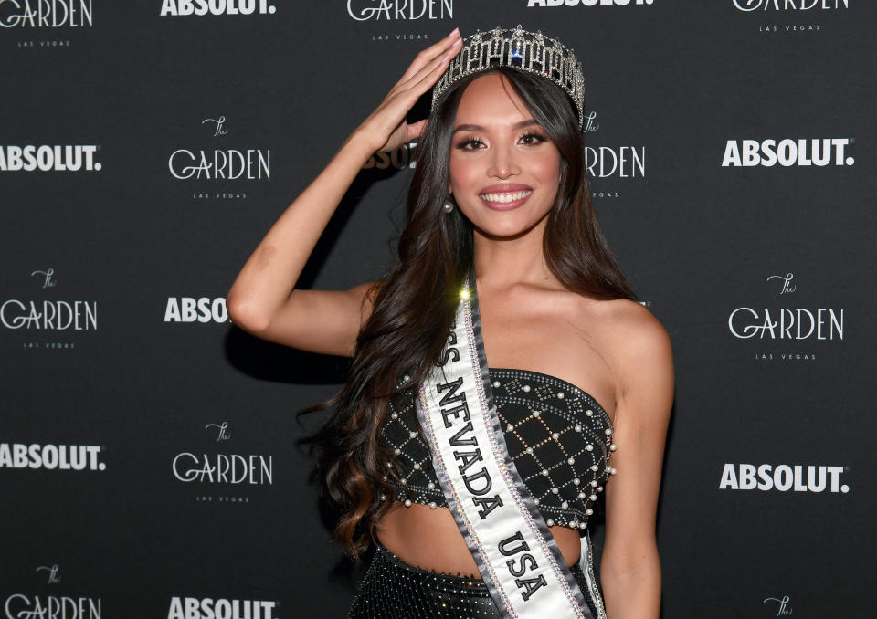 LAS VEGAS, NEVADA - JULY 23: Miss Nevada USA 2021 Kataluna Enriquez, Miss USA's first transgender pageant winner, attends a celebration in her honor at The Garden Las Vegas on July 23, 2021 in Las Vegas, Nevada. (Photo by Bryan Steffy/Getty Images)