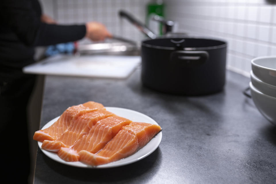 Fresh salmon for cooking