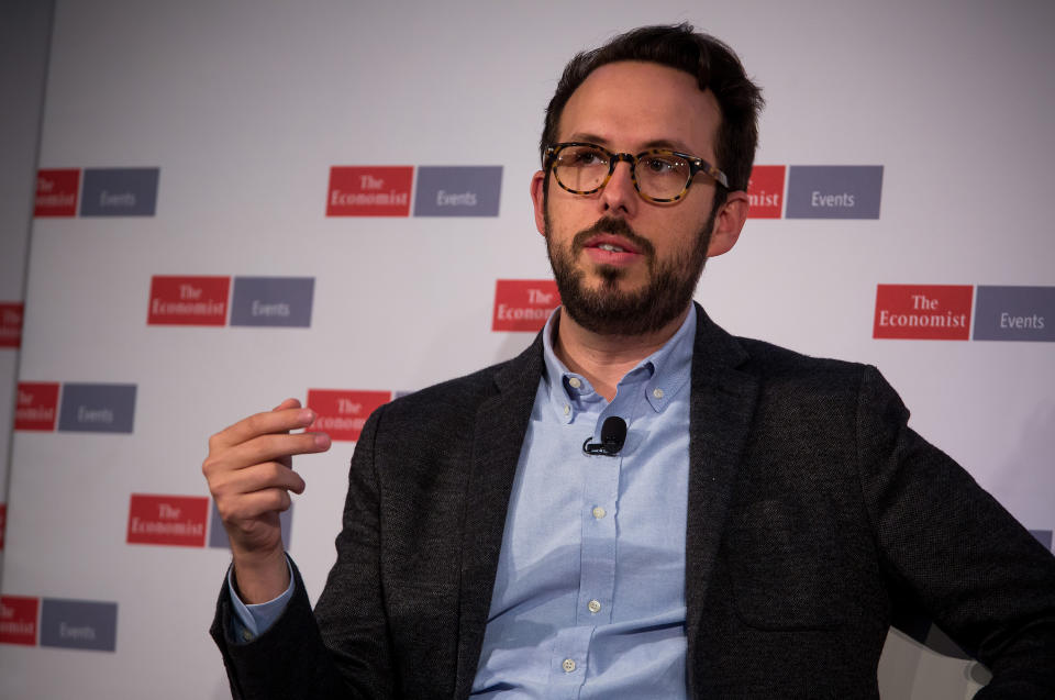 Chain CEO Adam Ludwin speaks at The Economist’s Finance Disrupted conference in New York on Oct. 13, 2016. (Michael Nagle, Bloomberg/Getty)