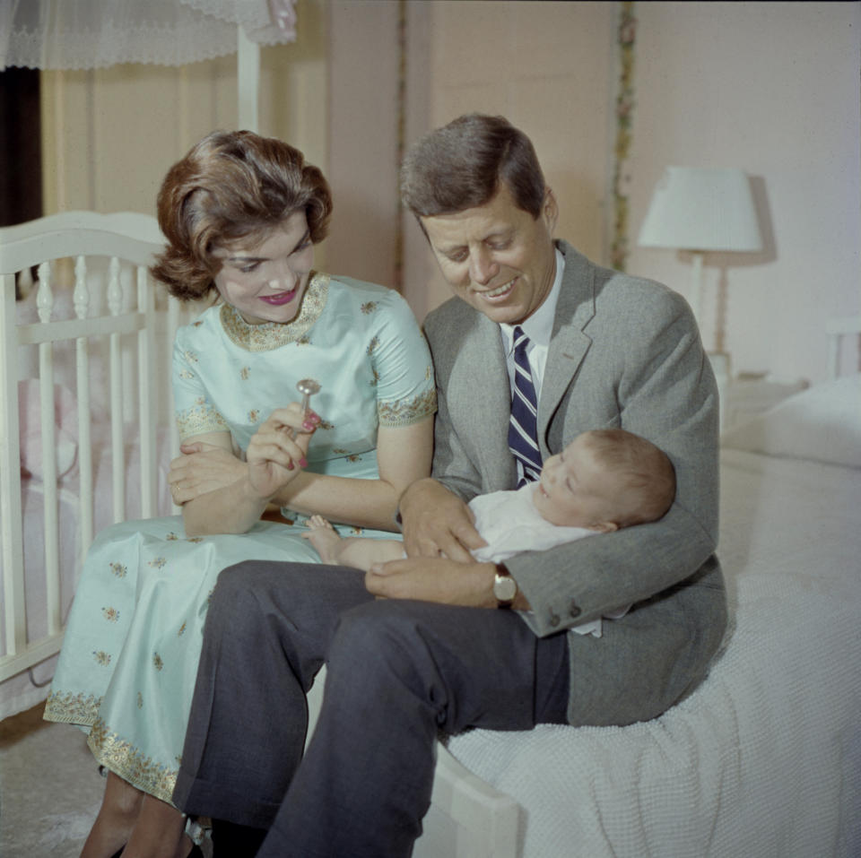 The Kennedys at home with their 4-month-old daughter, Caroline.