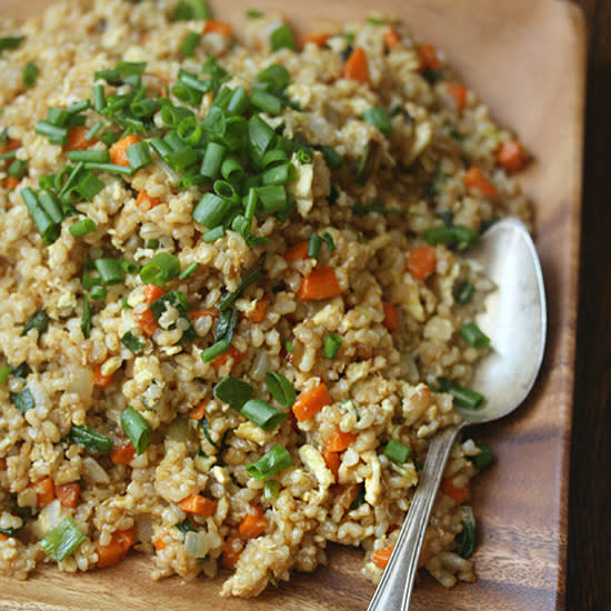 Fried Brown Rice with Scallions and Eggs