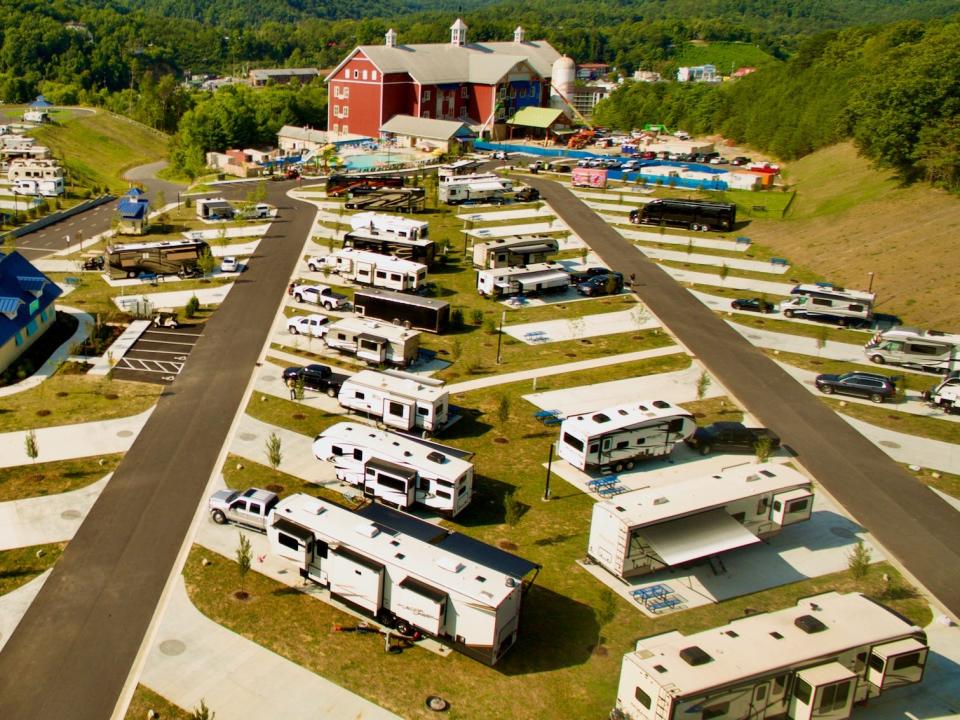 RVs parked at a Camp Margaritaville