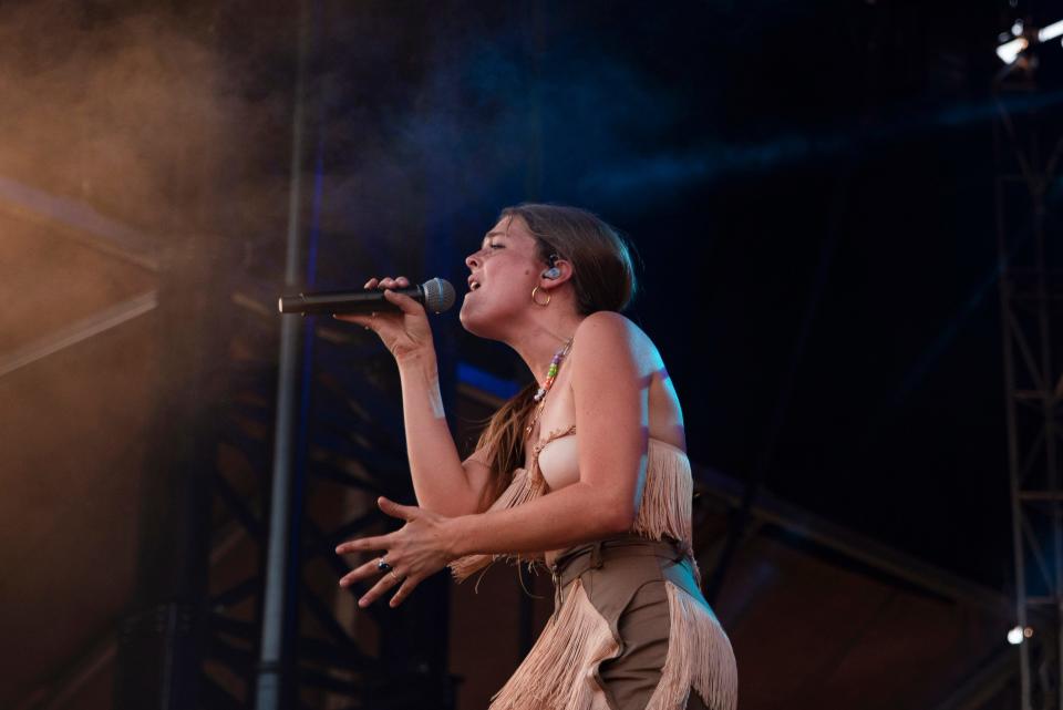 Singer-songwriter Maggie Rogers from Easton, Maryland performs at Hinterland Music Festival on Sunday, Aug. 4, 2019 in St. Charles. 