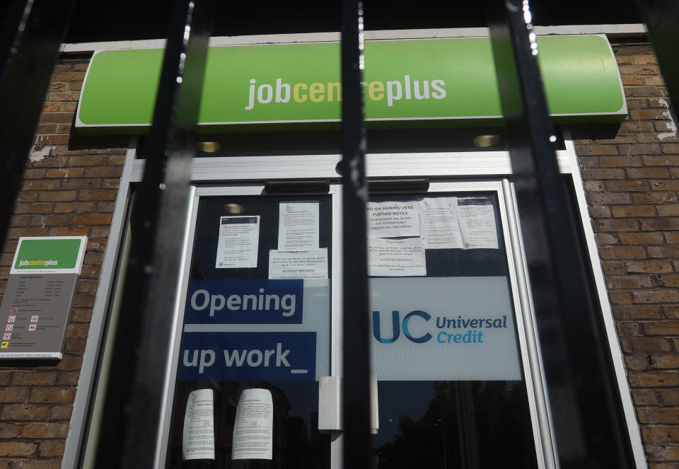 A Jobcentre Plus in London, after the introduction of measures to bring the country out of lockdown.