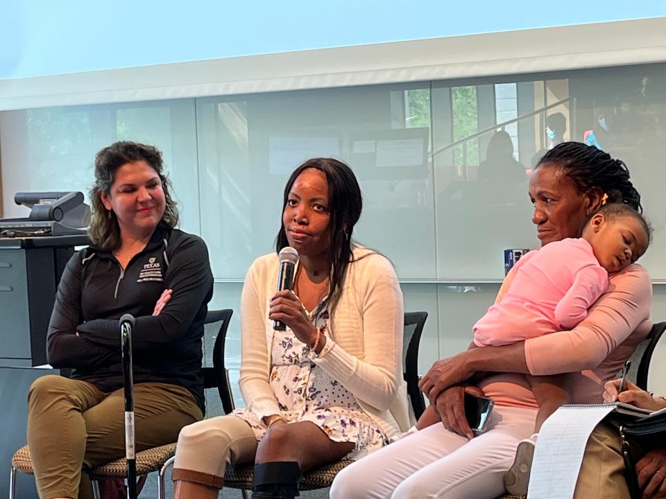 From left, Brenda Garza, Maidelys Hernandez, Josefina Gasso and Elif were part of a presentation at Dell Medical School about the influence a community health worker can have.