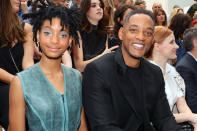 U.S actor Will Smith, right, and his daughter Willow pose prior to Chanel's Haute Couture Fall-Winter 2016-2017 fashion collection presented Tuesday, July 5, 2016 in Paris. (AP Photo/Thibault Camus)