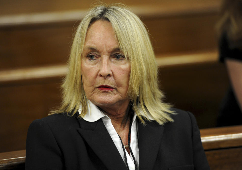 June Steenkamp, mother of the late Reeva Steenkamp, waits for proceedings to begin in court in Pretoria, South Africa, Tuesday, March 18, 2014. Oscar Pistorius is on trial for the murder of his girlfriend Reeva on Valentines Day, 2013. (AP Photo/Werner Beukes, Pool)