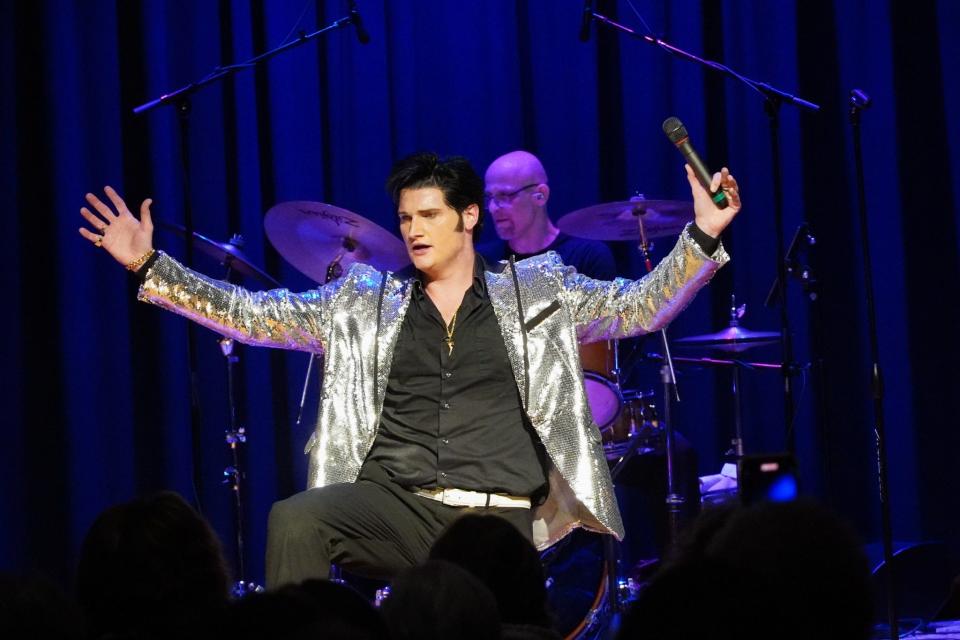 Tyler Christopher is shown performing his Elvis tribute show. Christopher will perform Feb. 17 at the River Raisin Centre for the Arts.