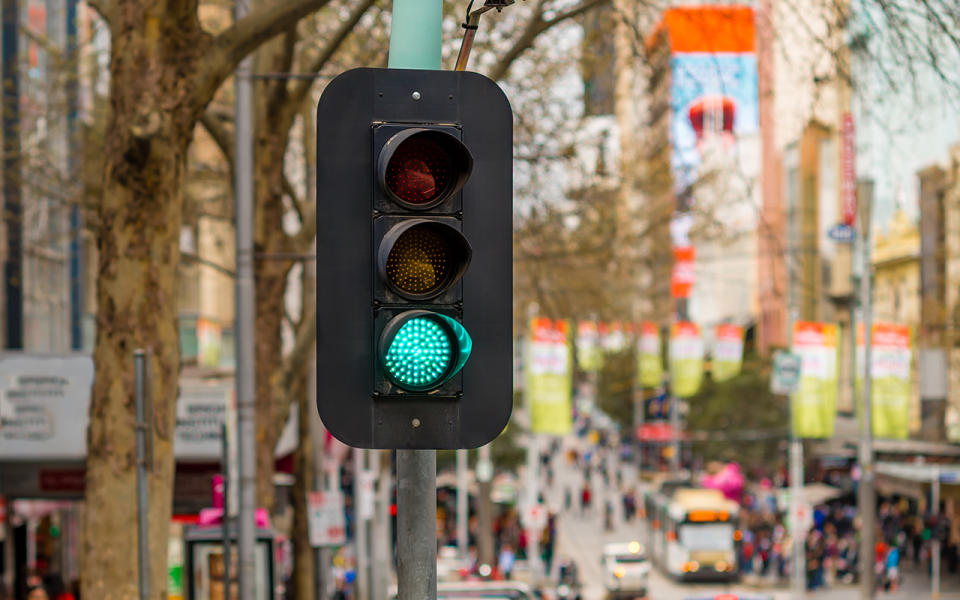 A traffic light with the green light on. Source: Getty Images