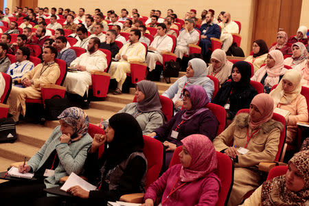 Students attend a class at Mohammed VI Institute for training Imams in Rabat, Morocco April 16, 2019. REUTERS/Youssef Boudlal