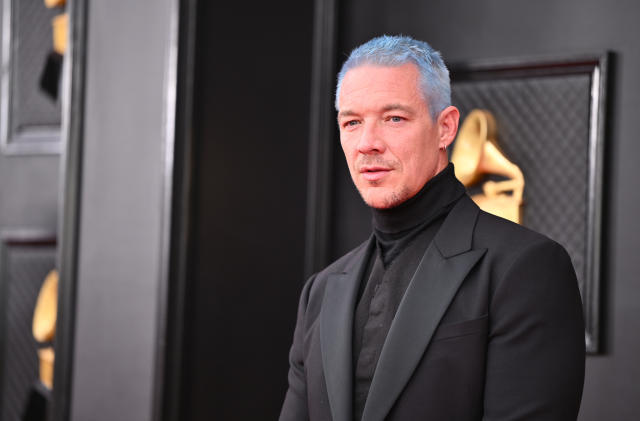 J Balvin Debuts Blue Hair Color With Red Heart at Grammys