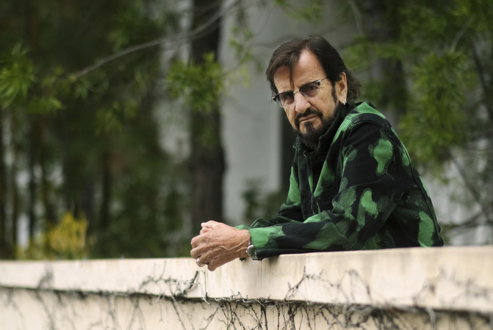 Ringo Starr poses for a portrait, Tuesday, Sept. 5, 2023, at the Sunset Marquis Hotel in West Hollywood, Calif., to promote his EP “Rewind Forward,” out October 13. (AP Photo/Chris Pizzello)