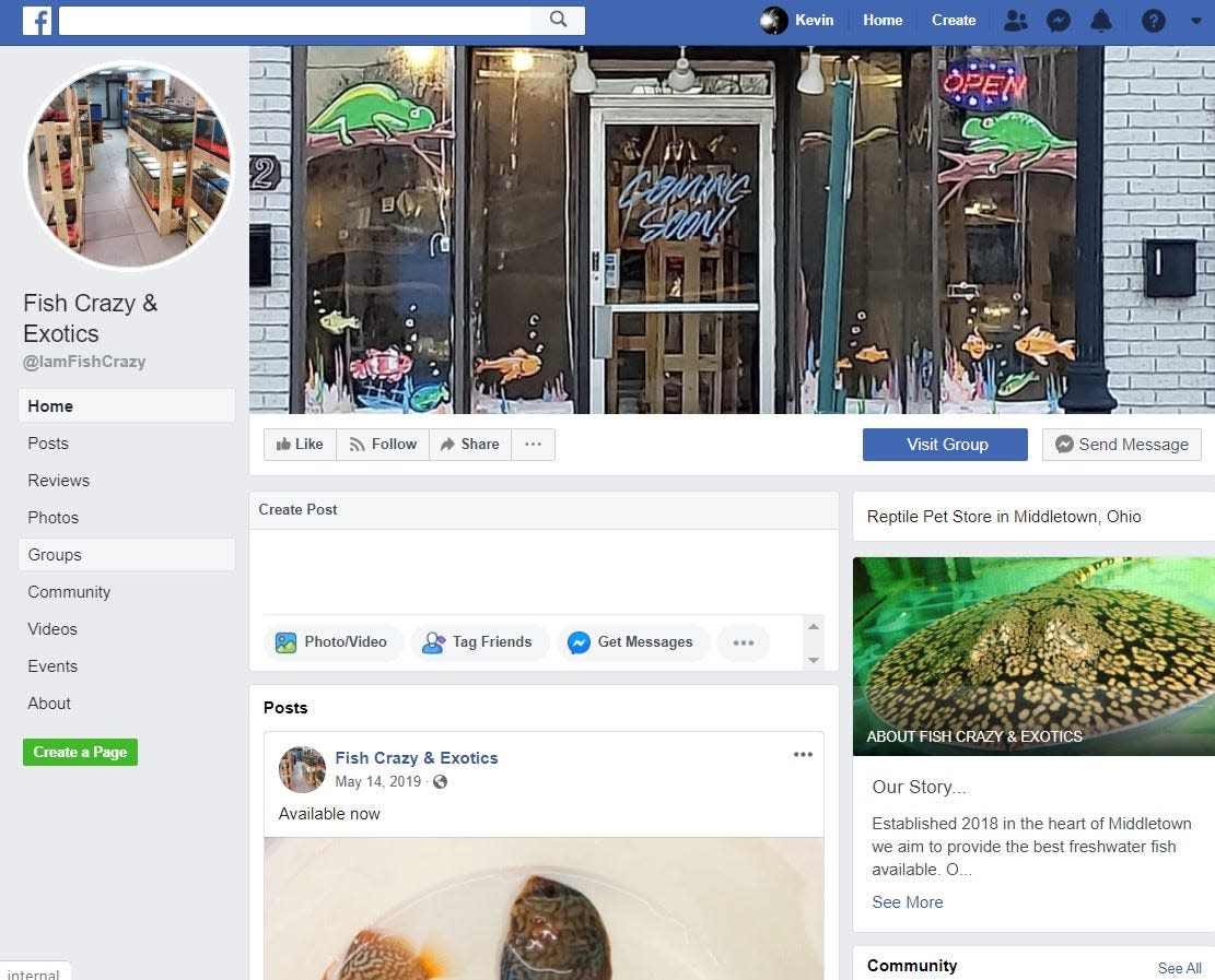 Facebook page for Fish Crazy & Exotics in Middletown.