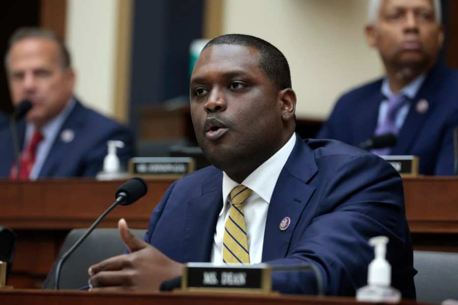 Former Rep. Mondaire Jones (D-NY) speaks during a House Judiciary Committee markup hearing in the Rayburn House Office Building on June 2, 2022, in Washington, D.C. (Photo by Anna Moneymaker/Getty Images)