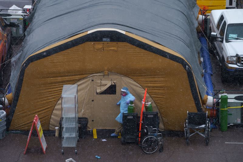 Tents are set up for an overflow of coronavirus disease (COVID-19) patients at University Medical Center in El Paso