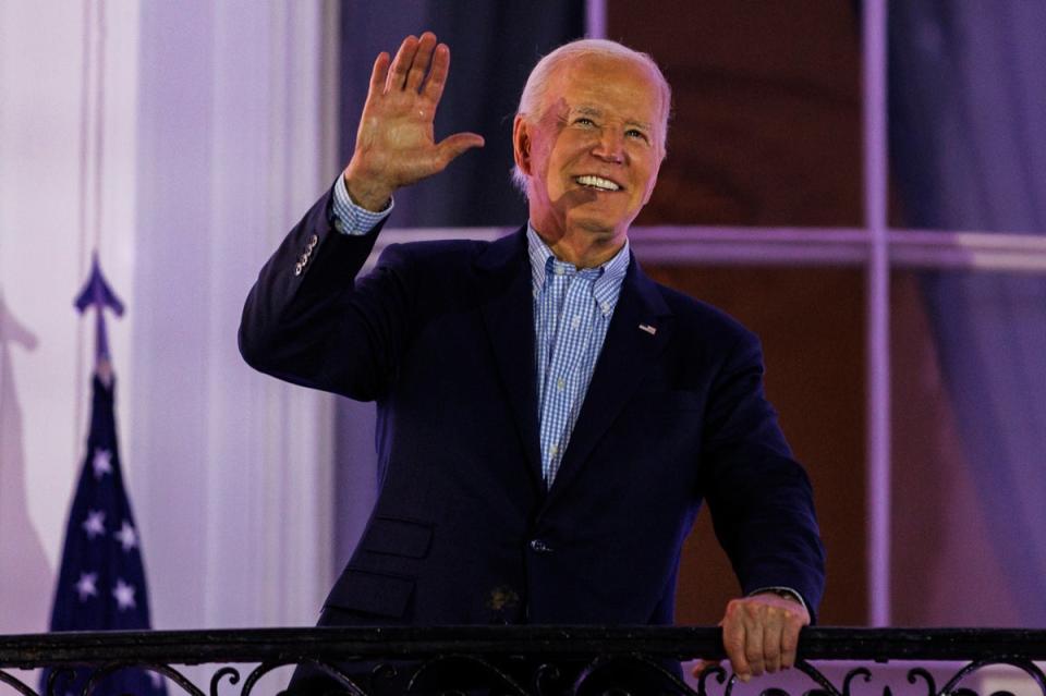 President Joe Biden steps out onto the balcony of the White House to view the fireworks on the National Mall during a 4th of July event on the South Lawn of the White House. Now, a group of Democrats is looking to raise money for a new candidate (Getty Images)