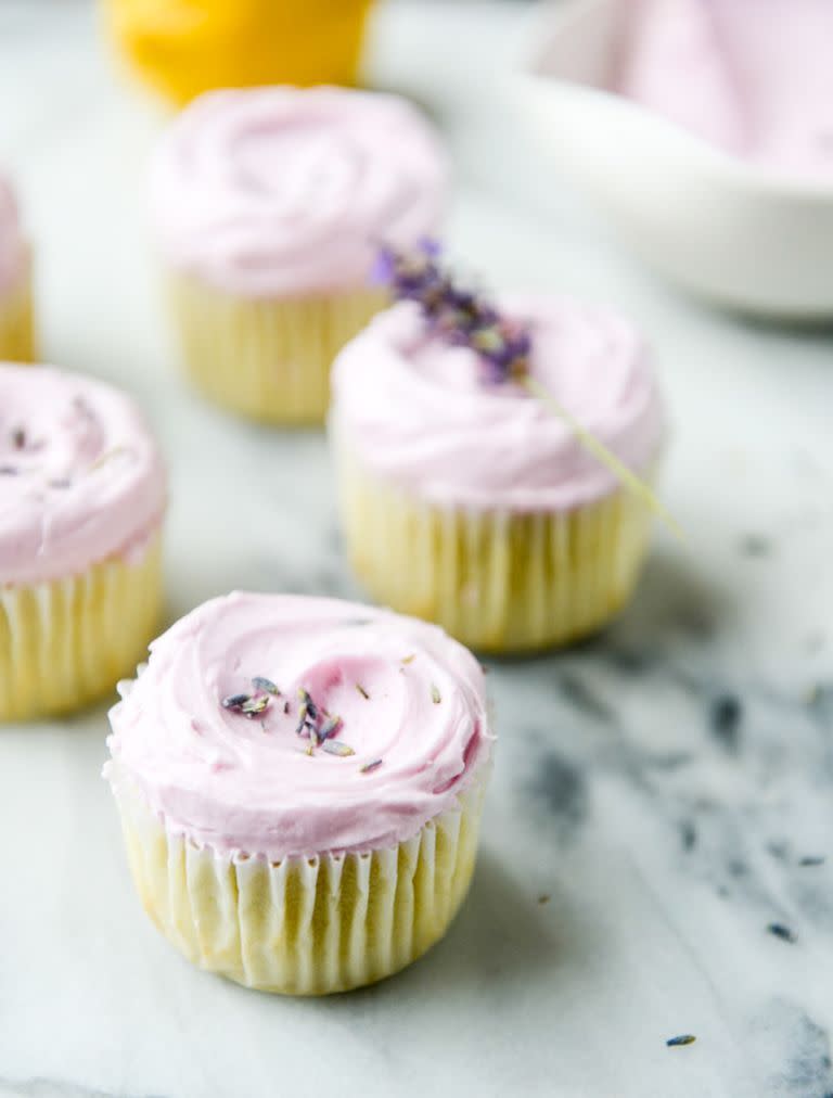 Lemon Cupcakes with Lavender Frosting