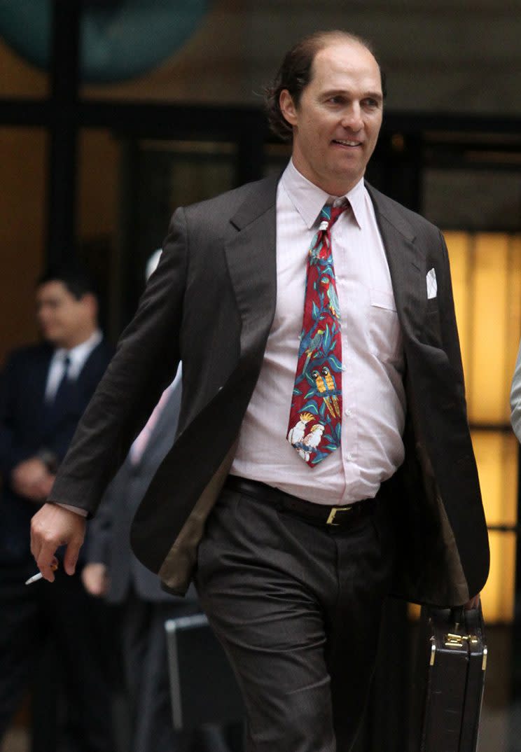 Matthew McConaughey resorted to a steady beer-and-burger diet to prepare for his role as Kenny Wells in <em>Gold</em>. (Photo: FameFlynet)